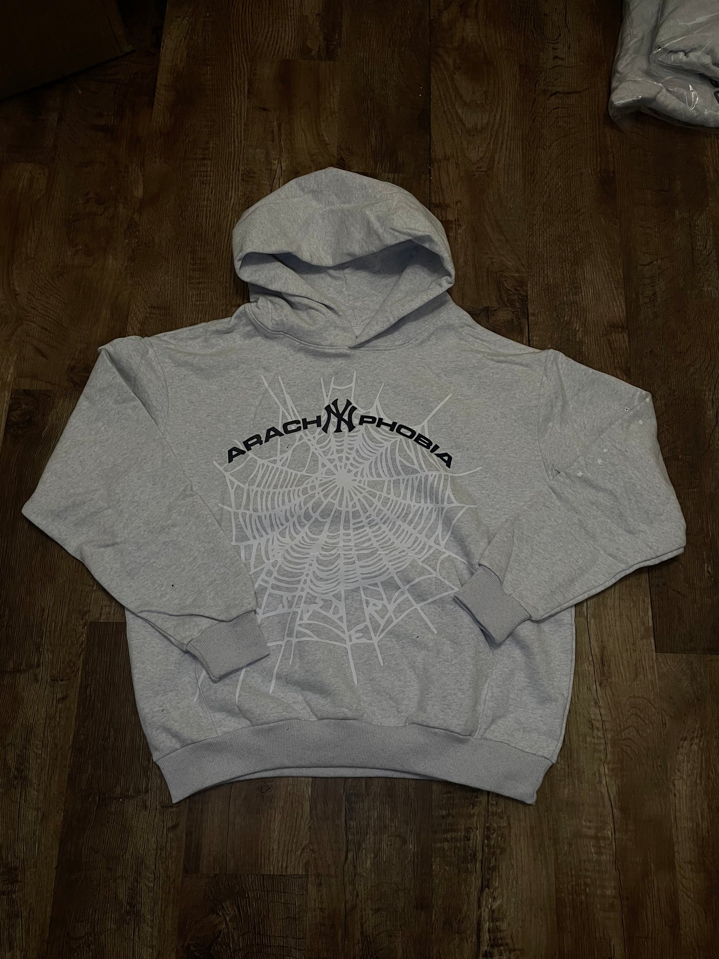 sp5der anarch NY phobia hoodie “ASH GREY”